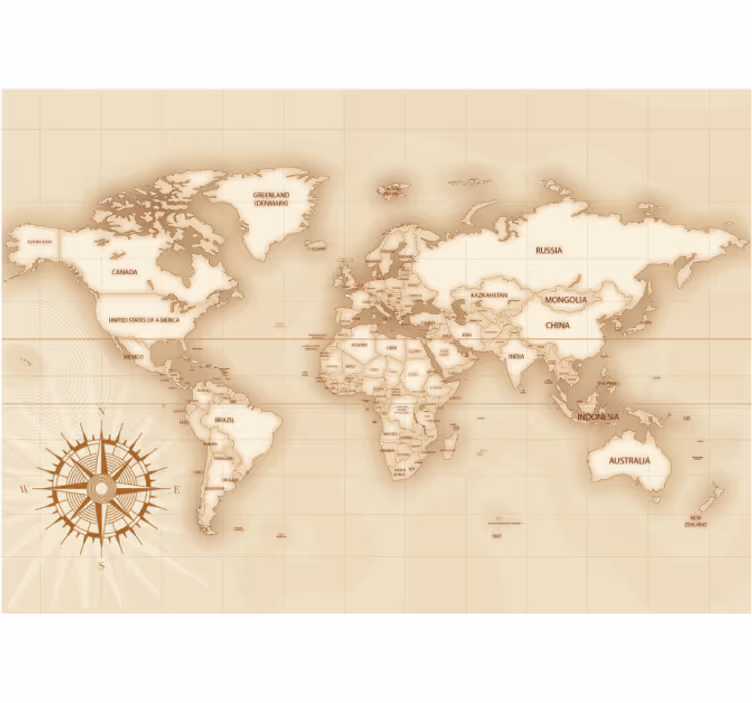 Roleta s mapou světa vintage světová mapa - TenStickers