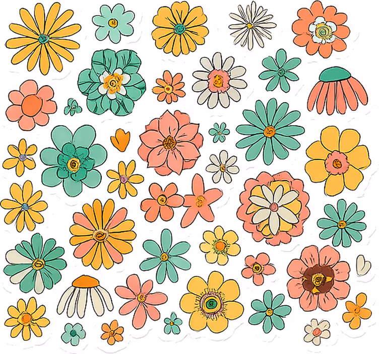 Květinová roleta barevná retro květinová kolekce - TenStickers
