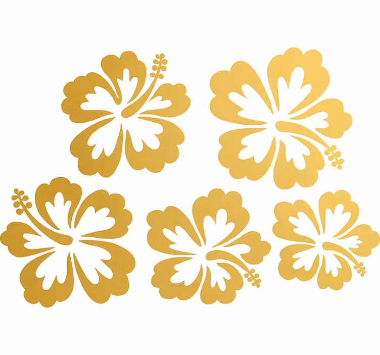 Květinová roleta zlaté siluety ibišku - TenStickers