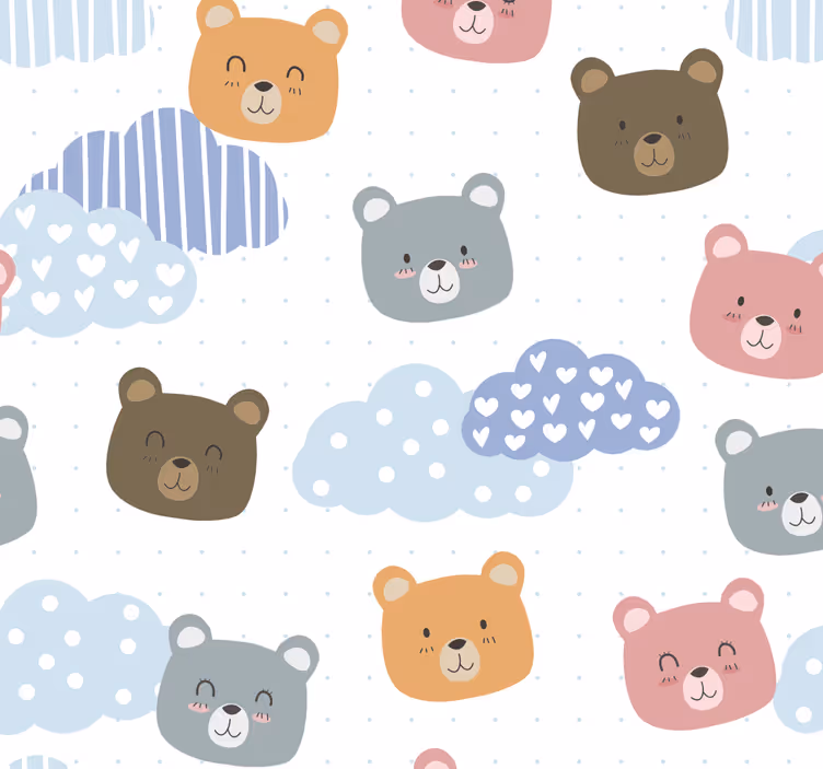 Roleta bebé minimalistický medvěd úsměv bílá pozadí - TenStickers