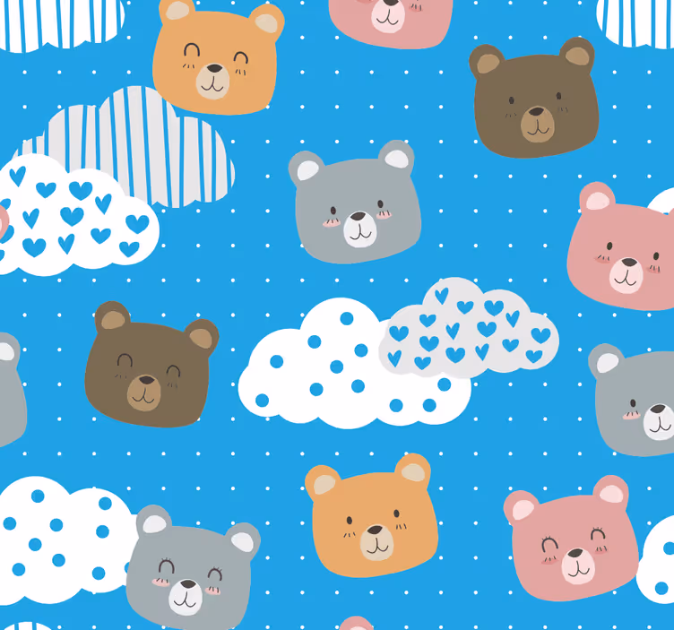 Roleta bebé minimalistický medvěd úsměv modré pozadí - TenStickers