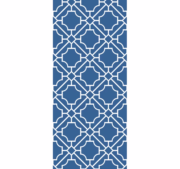 Roleta do chodby geometrický mřížkový bílý/modrý - TenStickers