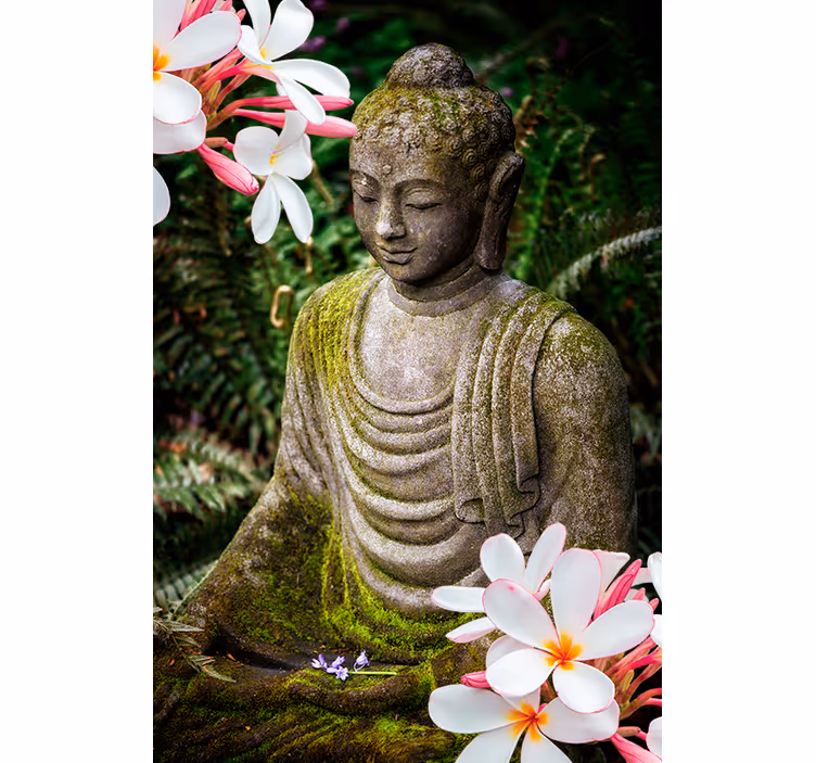 Květinový zelený buddha zenroleta - TenStickers
