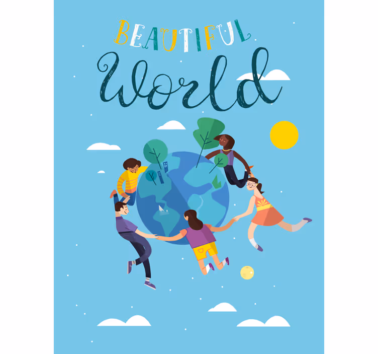Harmonický zeměkoule ilustrace Roleta s mapou světa - TenStickers