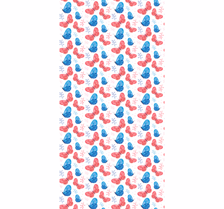 Modré a červené barvy Motýlí roleta - TenStickers