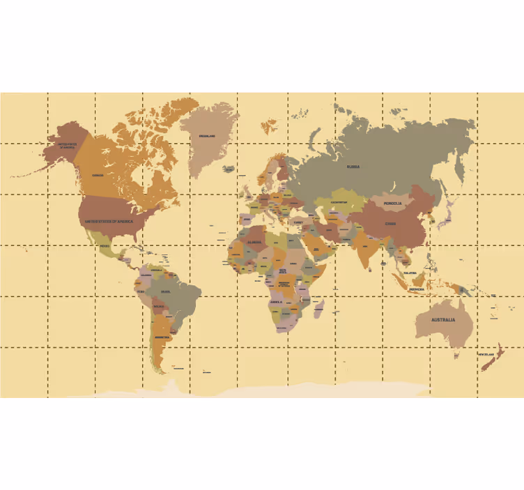 Béžová vintage mapa světaroleta - TenStickers