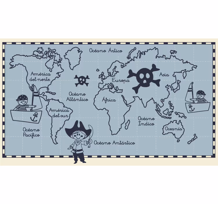 Pirátská mapa světa roleta - TenStickers