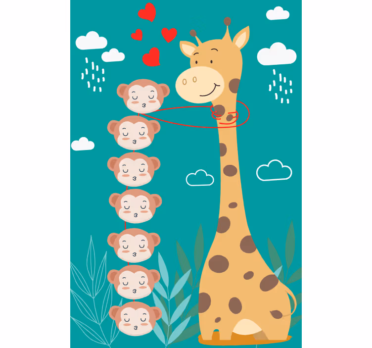 Opice líbání žirafa zábavaroleta - TenStickers