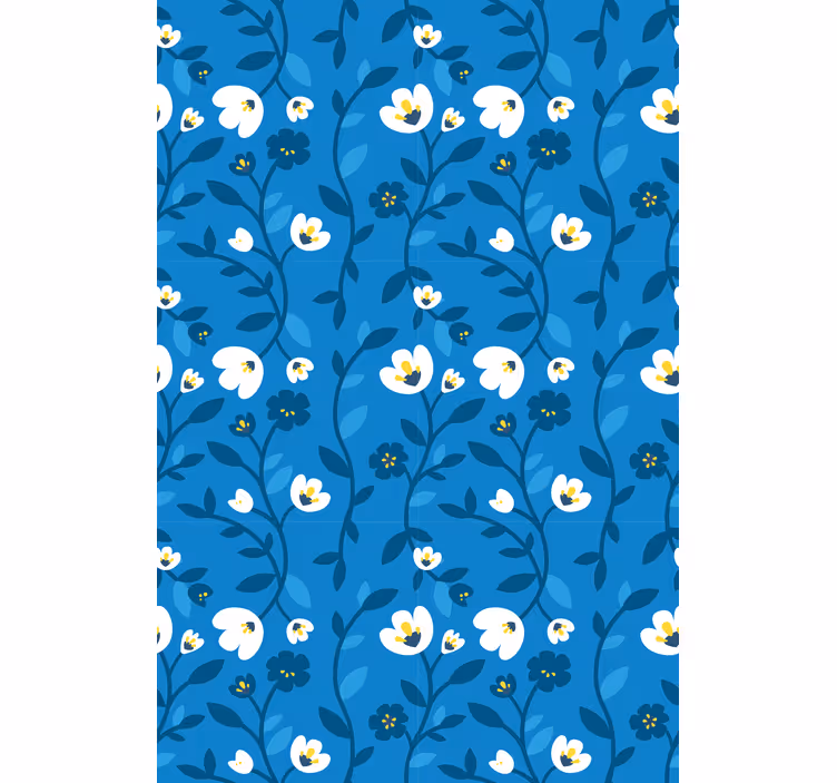 Bílé květy s modrým pozadím roleta - TenStickers