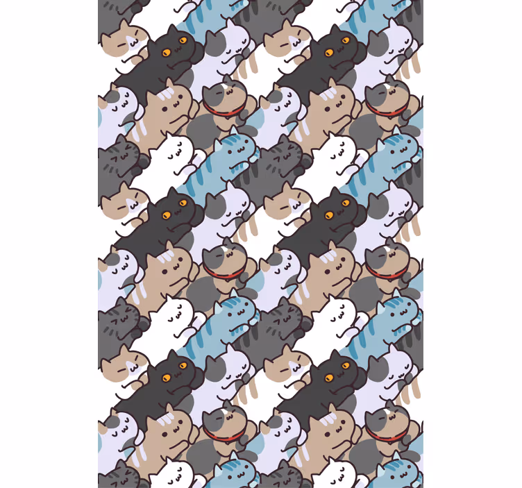 Roztomilé kočky spící vzor dětskéroleta - TenStickers