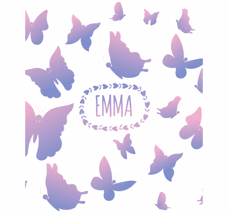 Fialové motýly s malováním roletych jmen - TenStickers