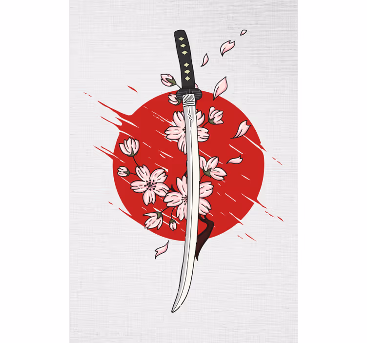 Japonský meč a sakura originální roleta - TenStickers