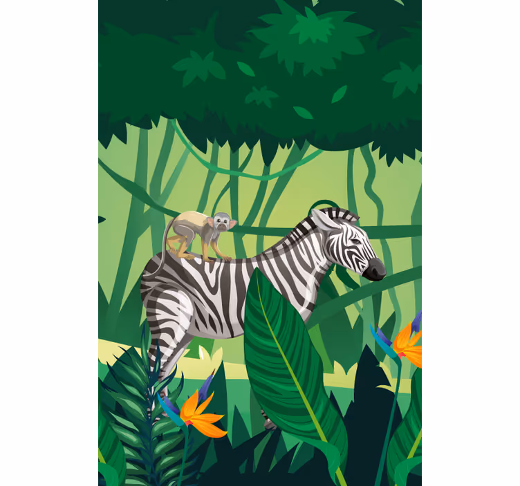 Zebra s opicí zvířecí roleta - TenStickers