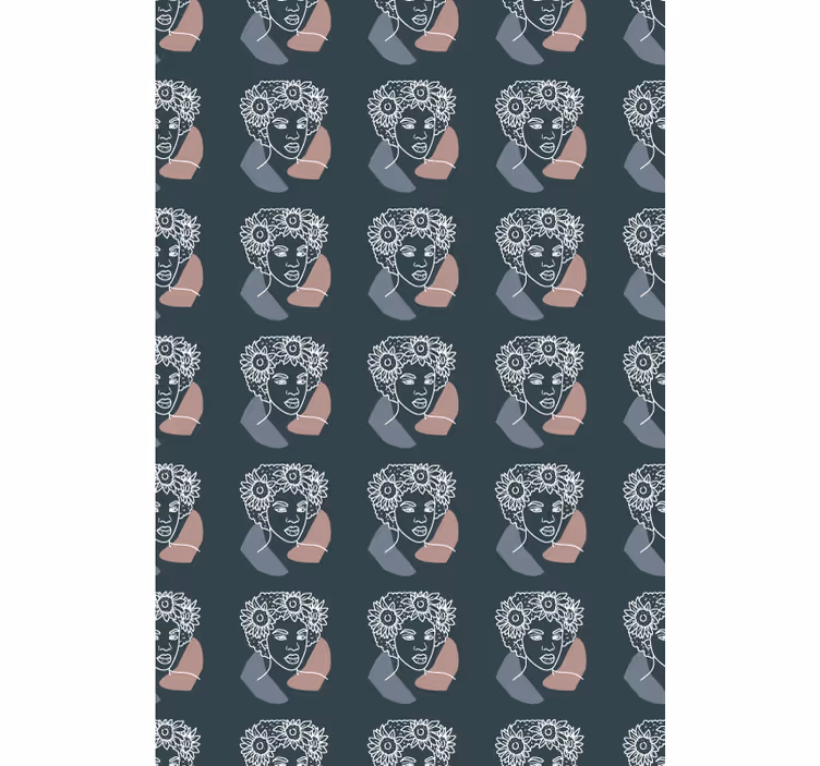 Abstraktní květinové tváře roleta - TenStickers