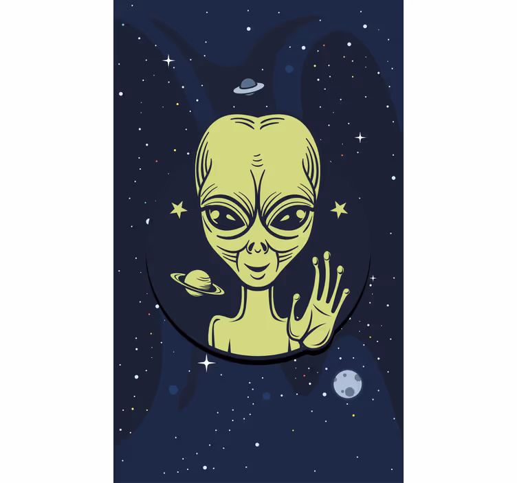 Roztomilý mimozemšťan mávající originální roletou - TenStickers