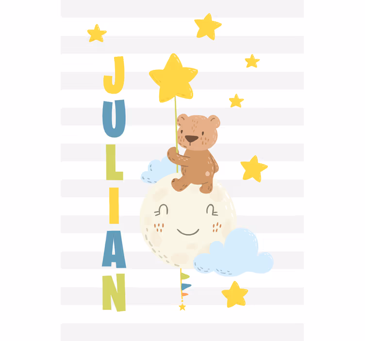 Medvěd drží hvězdu se jménem Roleta děti - TenStickers
