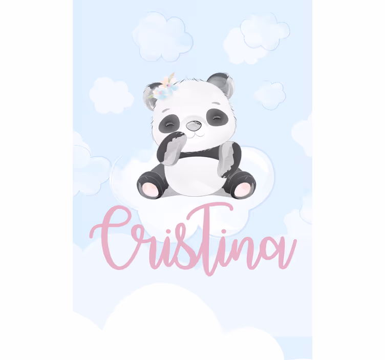 Panda sedí se jménem Roleta děti - TenStickers
