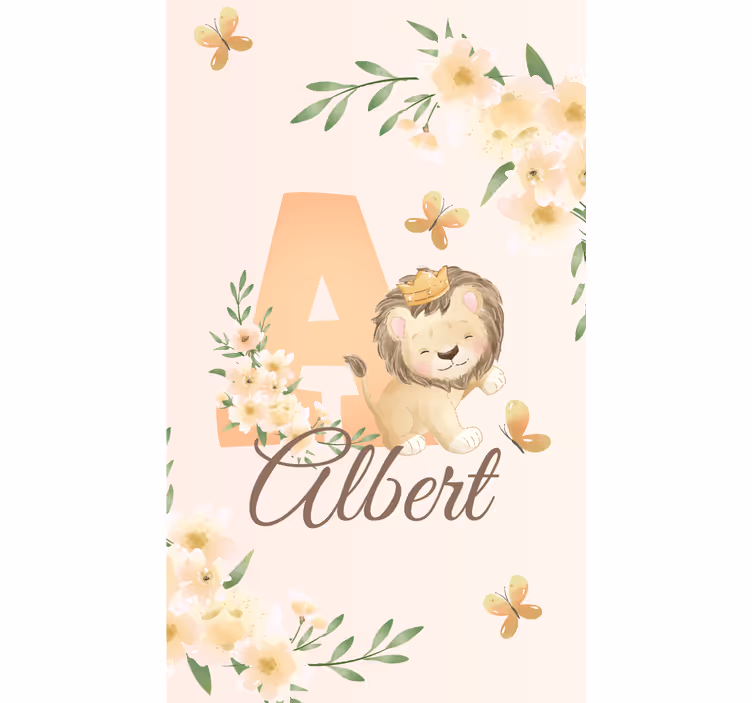 Mládě lva se jménem a iniciálou Roleta děti - TenStickers