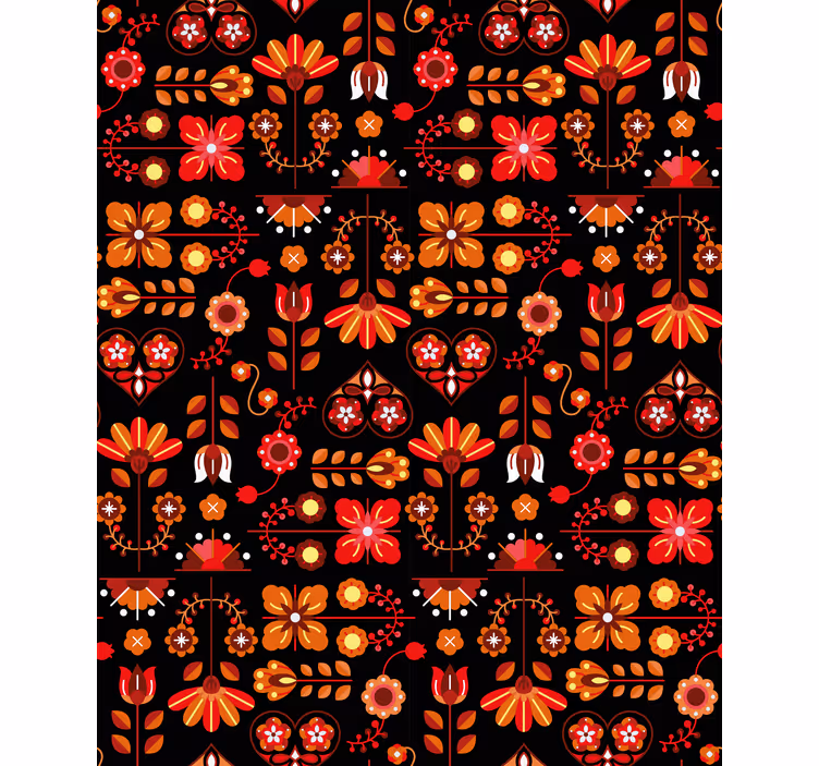 červený etnický lidový ornament květinová roleta - TenStickers