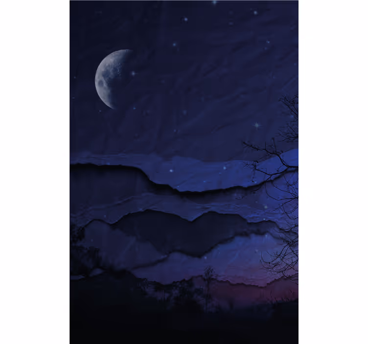 Měsícem zalité vrstvené panorama Originální roleta - TenStickers