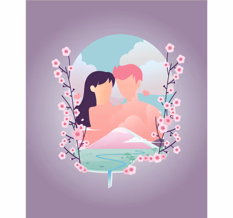 Pár uprostřed květů Romantická roleta - TenStickers