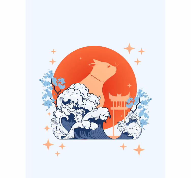 Kočka s vlnami zvířecí roleta - TenStickers