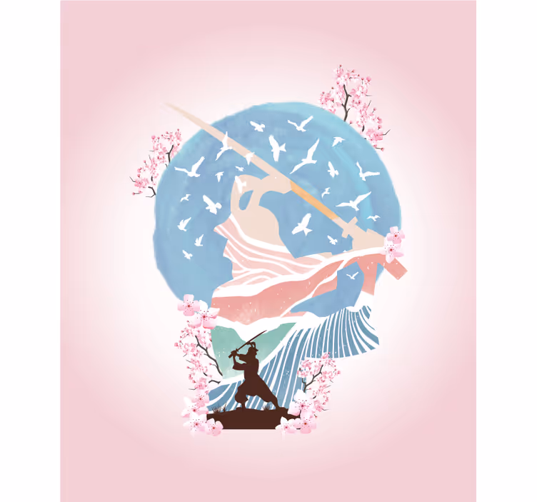Elegantní silueta samuraje roleta - TenStickers