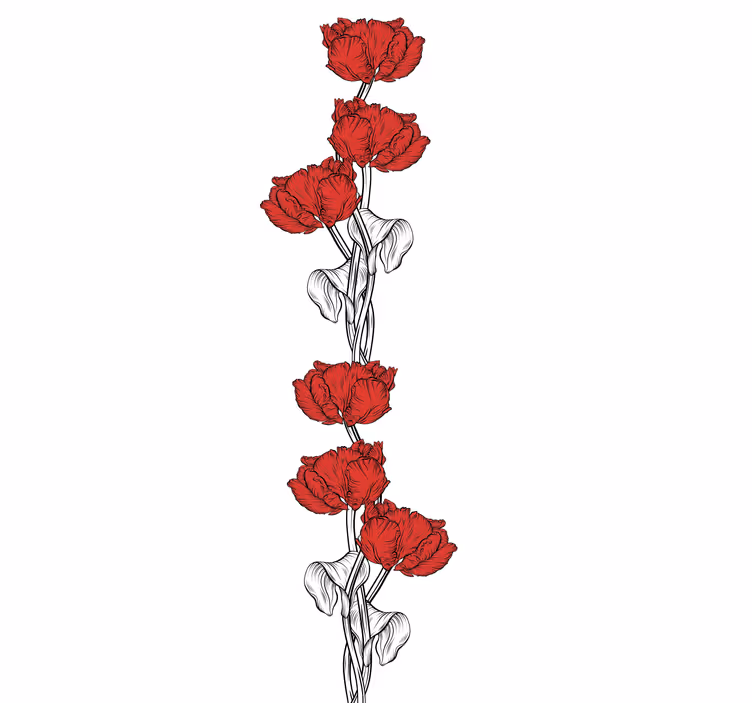 červené svislé tulipány kvete a zaslepuje - TenStickers