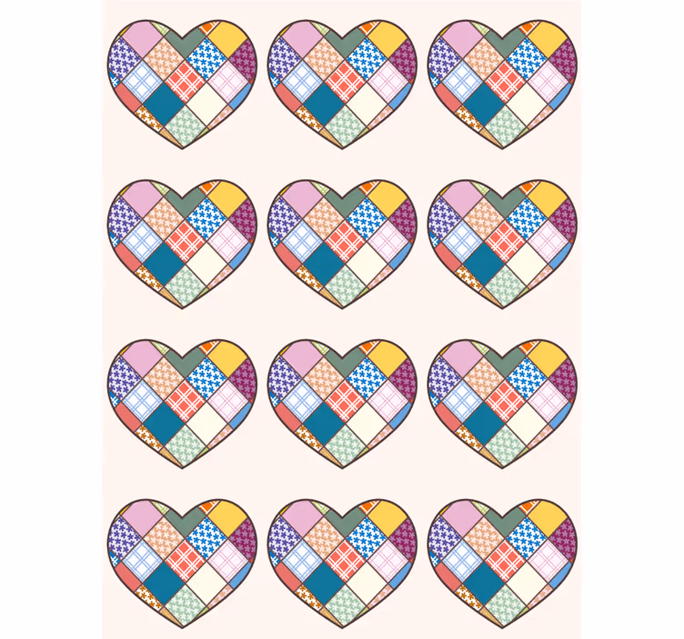 Barevné patchwork srdce Romantická roleta - TenStickers