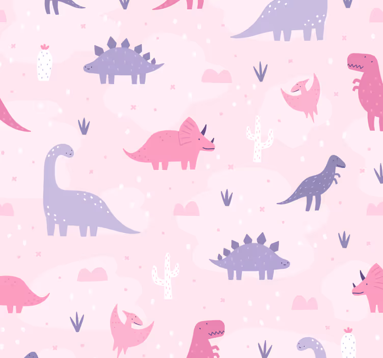 Růžové pozadí Roleta dinosaurus - TenStickers