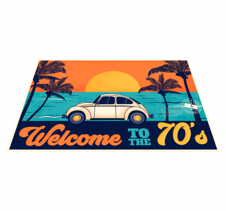 Elegantní prostírání retro plážová scéna 70. let - TenStickers