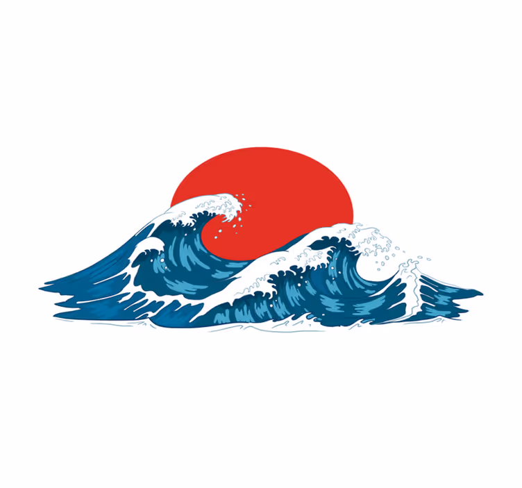 Japonské velké vlny oceán restaurace prostírání - TenStickers