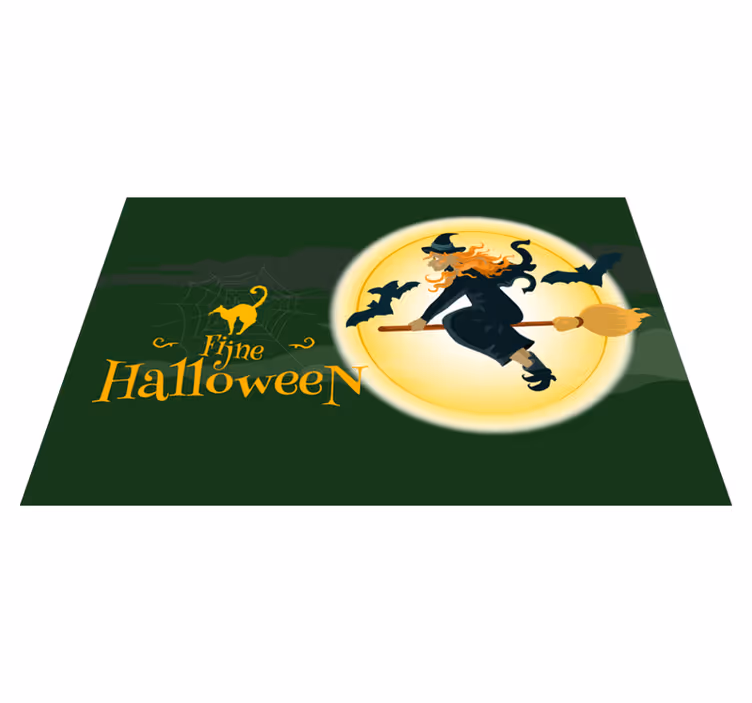 Halloweenské prostírání s čarodějnickým koštětem - TenStickers