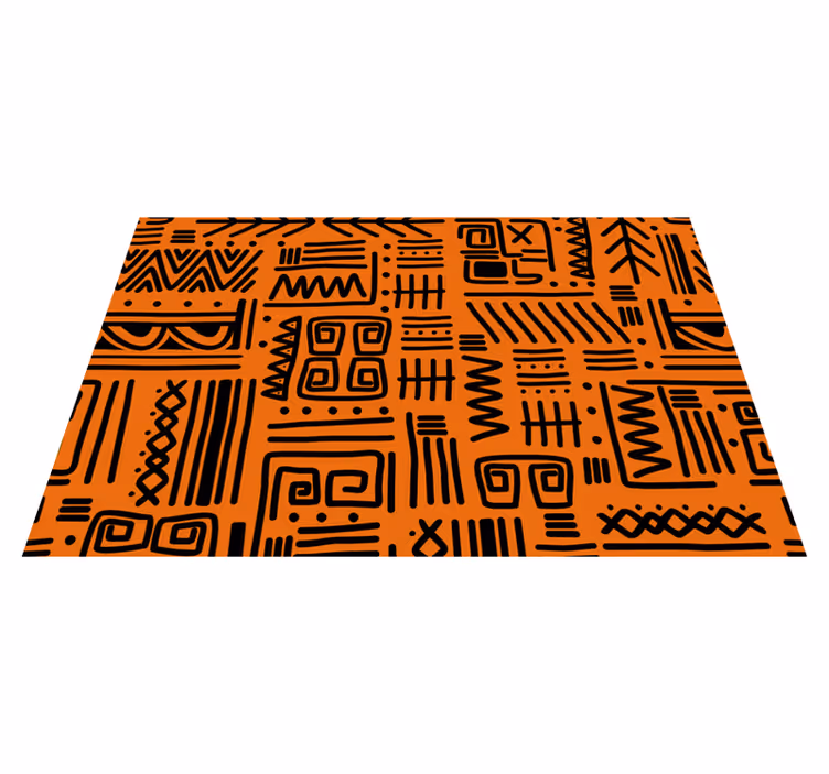 černé / oranžové etnické africké texturované prostírání - TenStickers