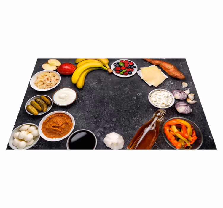 Moderní prostírání s ingrediencemi do červené mísy - TenStickers