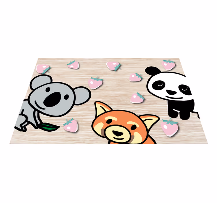šťastný panda přátelé srdce děti prostírání - TenStickers