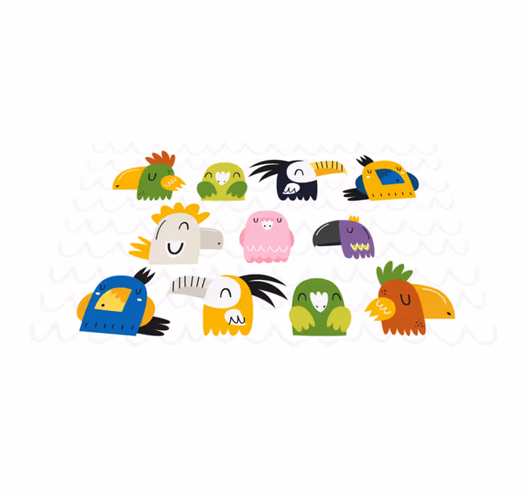 Dětské prostírání s barevnými ptáčími hlavami - TenStickers