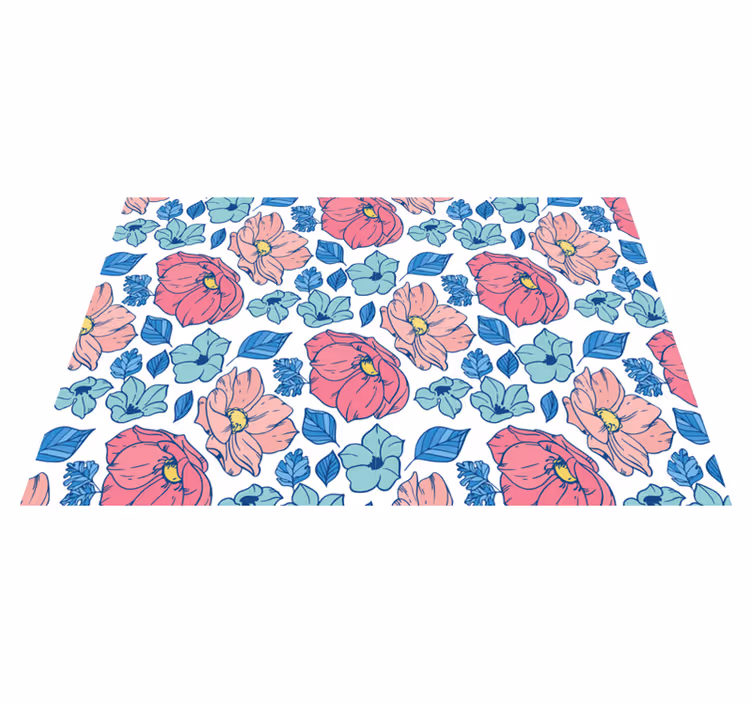 Jemné růžové a modré květy elegantní prostírání - TenStickers