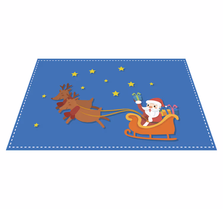 Kreslený santa ve svých saních vánoční prostírání - TenStickers