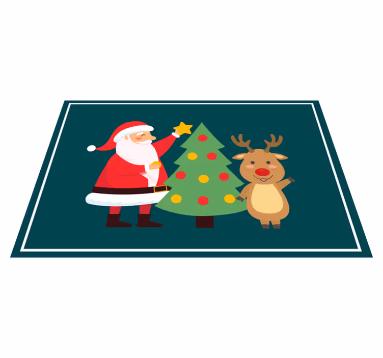 šťastné santa a sobí vánoční prostírání - TenStickers
