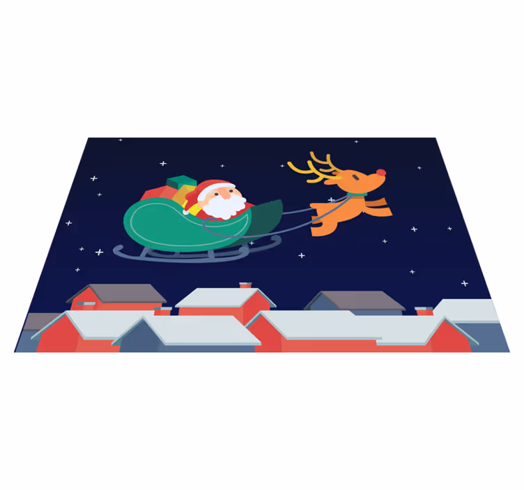 Santa na saních s prostírání sobů - TenStickers