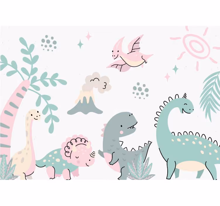 Pastelové dinosaury Fototapeta pro mateřské školy - TenStickers
