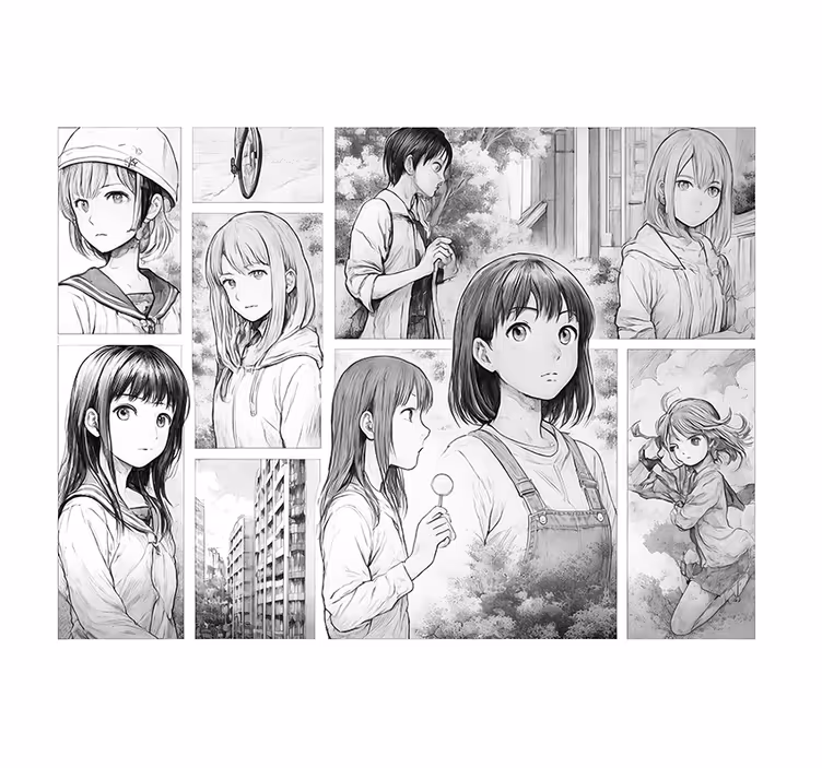 černobílá manga Fototapeta teenager pokoj - TenStickers
