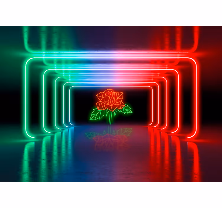 Fototapeta neonová růže s efektem 3d - TenStickers