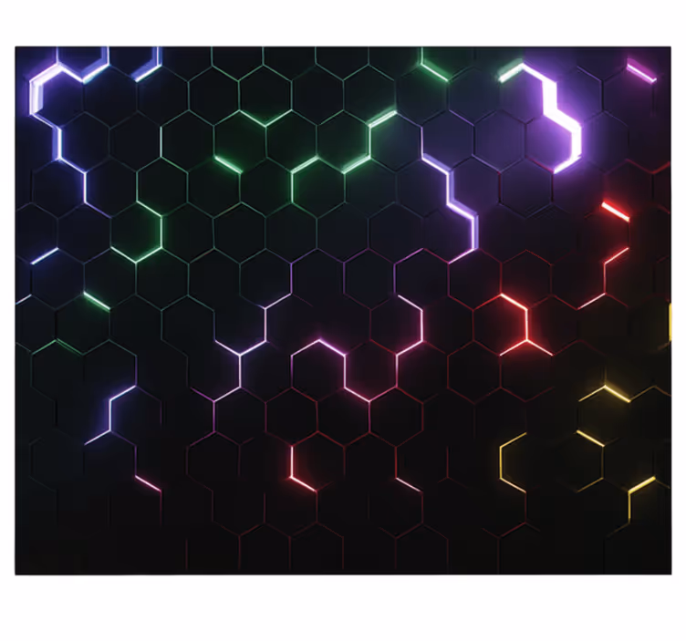 Neonové 3d šestiúhelníky Fototapeta teenager pokoj - TenStickers