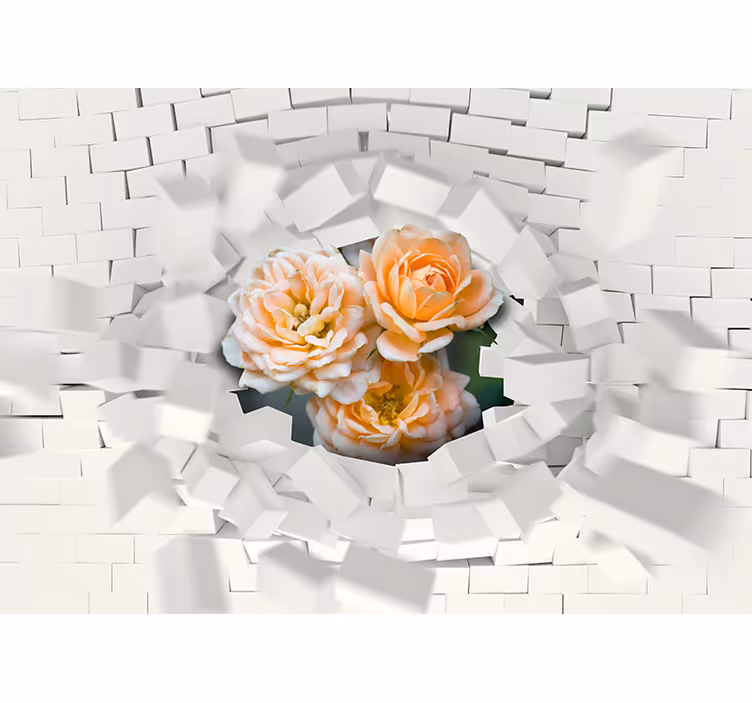 Mauer blume 3d fototapeta - TenStickers