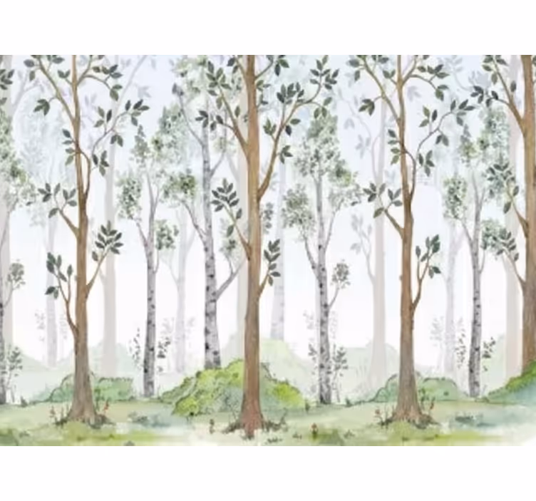 Lesní fototapeta s minimalistickým botanickým motivem - TenStickers