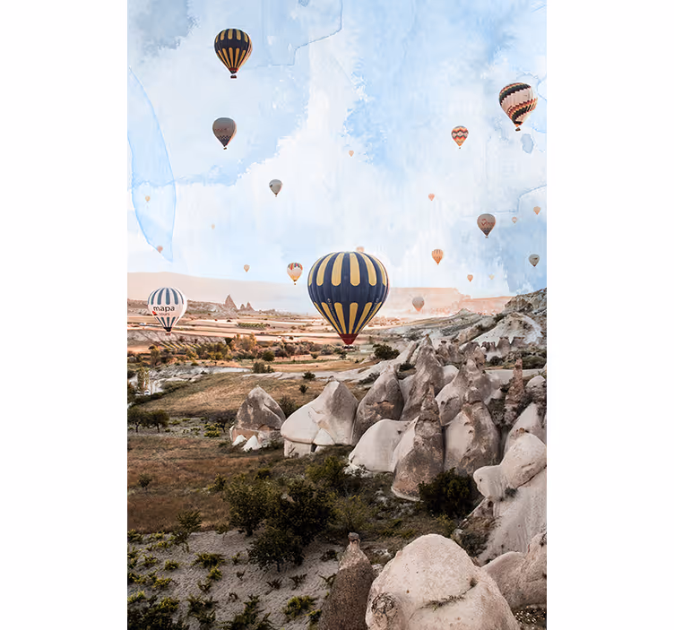 Pouštní fototapeta s balónky v kapadokii - TenStickers