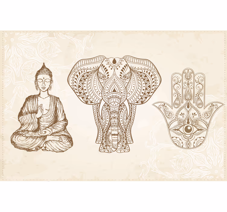 Buddha fototapeta symbol hamsa ruky - TenStickers