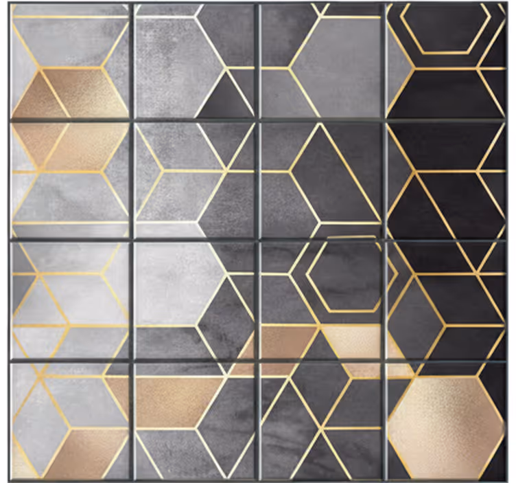 Fototapeta do koupelny černé a šedé hexagony - TenStickers
